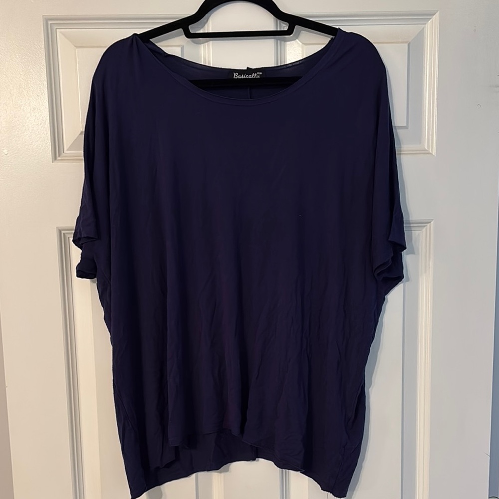 Basic Editions Women's Navy Short Sleeve Tee